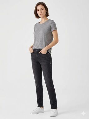 Eileen Fisher Organic Cotton Blend Slim Skinny Jeans Size 12 Casual Organic